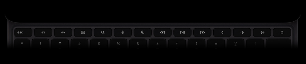 Magic Keyboard, parte superior, posición horizontal, color negro, fila de 14 teclas de función