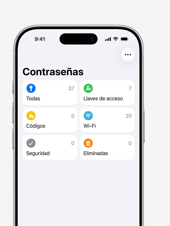 Pantalla de un iPhone con la app Contraseñas, lista de apps, Doordash, Atlas Obscura, Koba, Quickbooks, LinkedIn, Etsy, dirección de email guardada