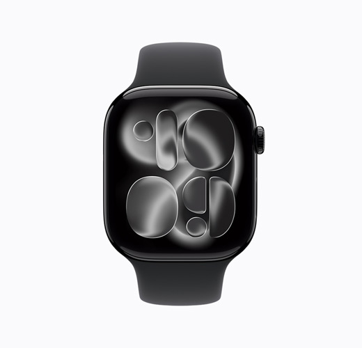 Apple Watch Series 11, kleur Gitzwart, zijkant