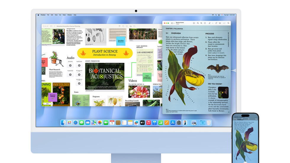 An iMac and an iPhone displaying vibrant content.
