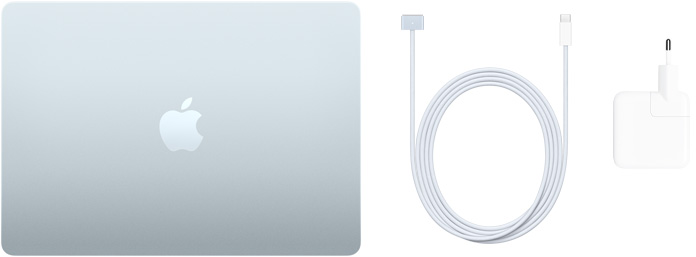 A 13 hüvelykes MacBook Air, az USB-C – Magsafe 3 kábel és a 30 wattos USB-C hálózati adapter