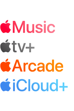 Apple Music、Apple TV+、Apple Arcade、iCloud+を含むAppleのサブスクリプションサービスのロゴ