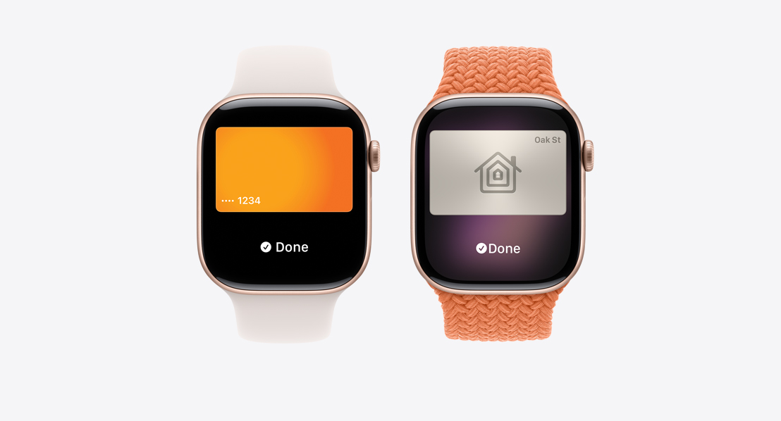 Apple Watch Series 11, Apple Pay screen, Apple Card, Apple Wallet, Transit Card, home key card