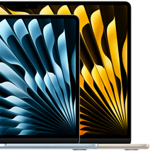 Divi MacBook Air portatīvie ar dažādiem ekrāna izmēriem pa diagonāli: 13,6 collu un 15,3 collu
