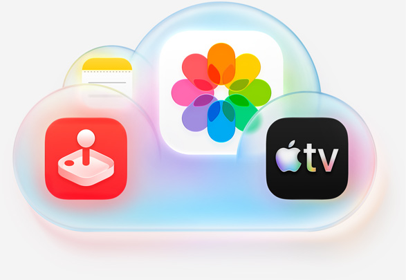 iCloud+ تطبيقات: Notes, Apple Arcade, Photos, Apple TV