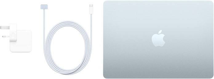 صورة لجهاز MacBook&nbsp;Air مقاس 13&nbsp;إنش وكابل USB-C إلى MagSafe&nbsp;3 ومحول طاقة USB-C بقدرة 30&nbsp;واط