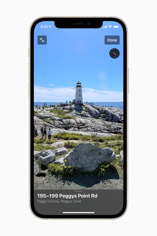 Look Around feature showing Peggy’s Cove on iPhone 12.