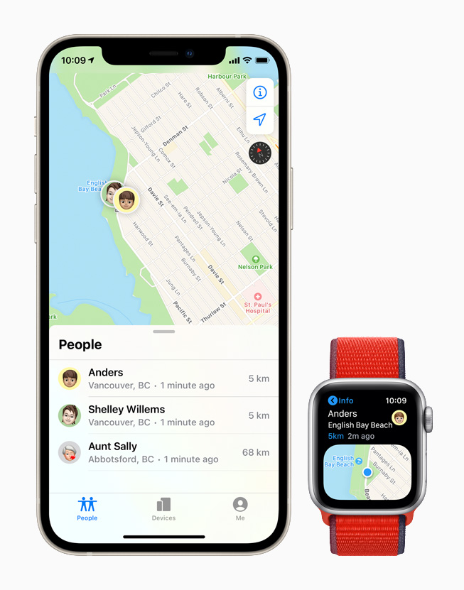 Apple Maps on iPhone 12 and Apple Watch Series 6. 