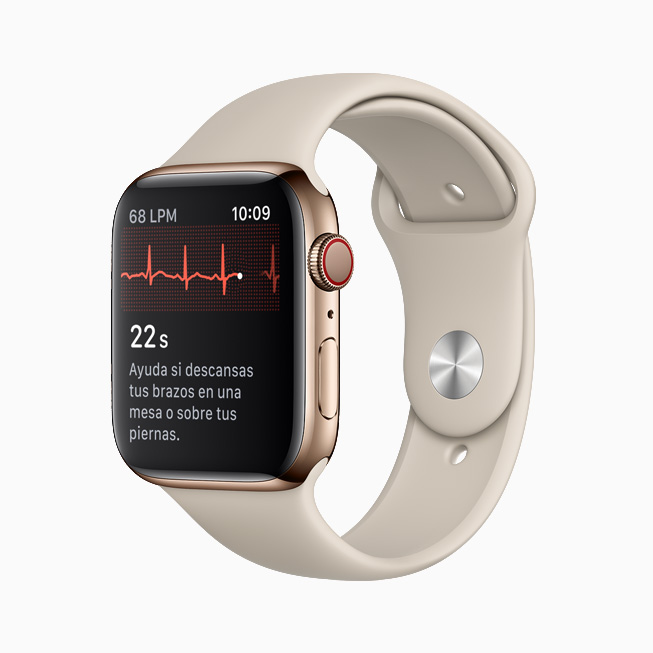 La interfaz de la app ECG en el Apple Watch.