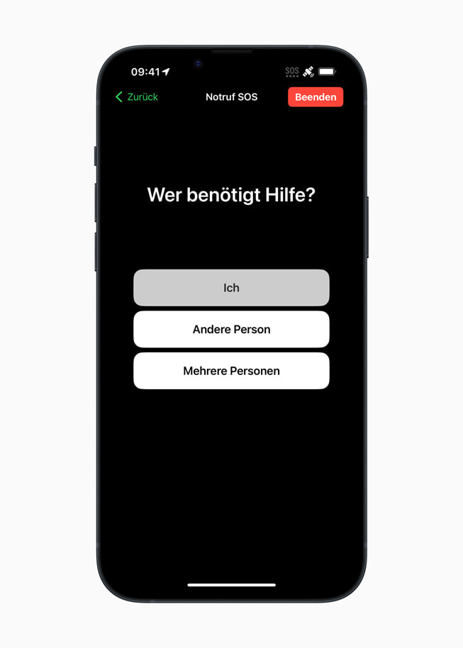 Ein iPhone zeigt die Frage: „Wer braucht Hilfe?“
