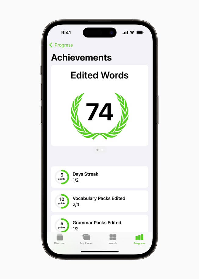 Within the LENGO app on iPhone 14 Pro, a user’s progress is shown.