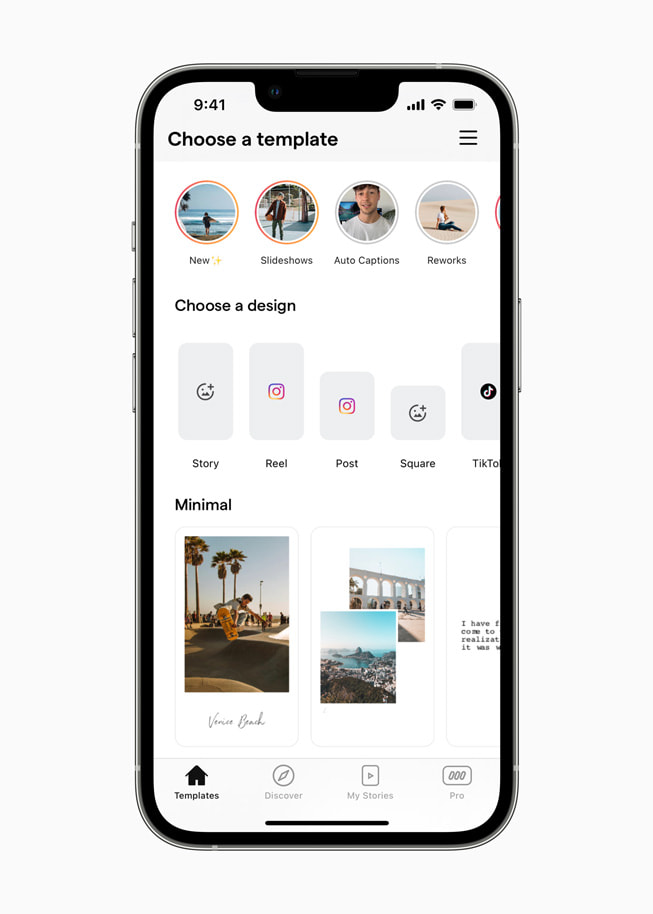 Un choix de modèles dans l’app Mojo.