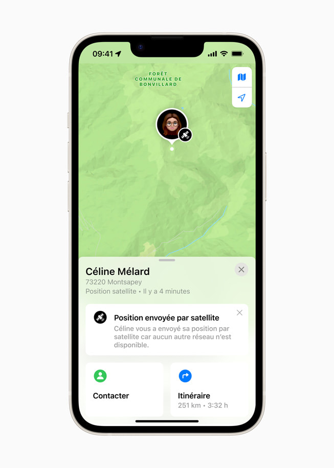 Localiser par satellite affiché sur l’iPhone.