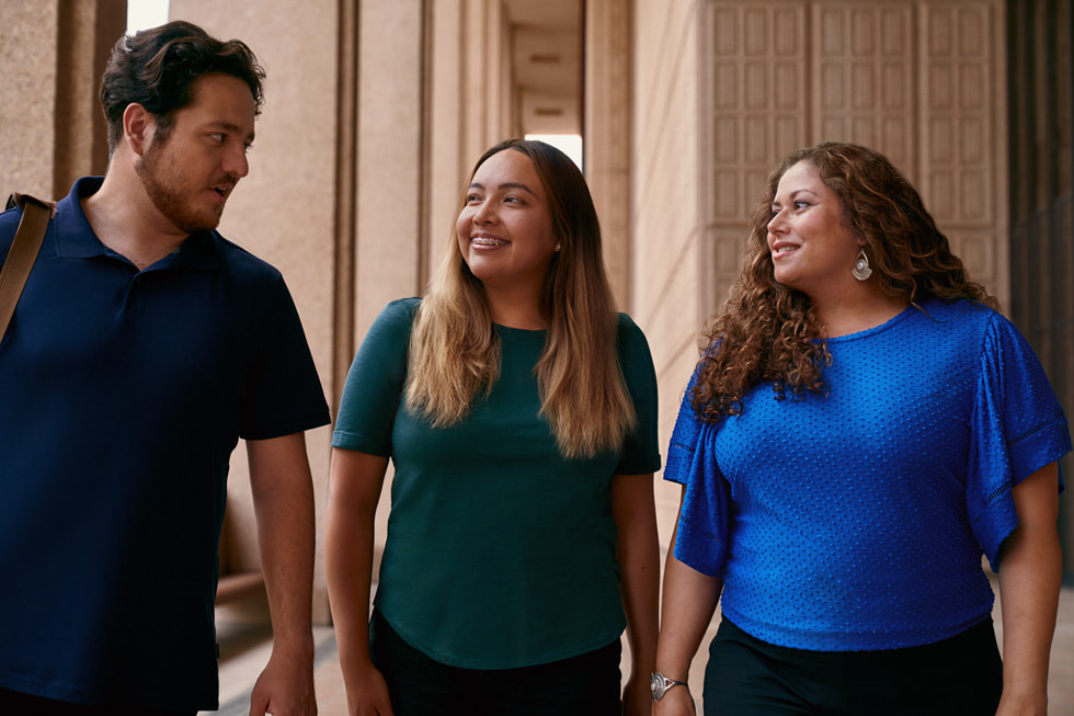 Shayan Moshtael, Lizett Evangelista, and Dr. Amanda Quintero are shown at the Global HSI Equity Innovation Hub at California State University, Northridge.