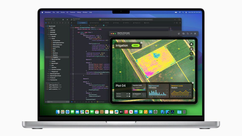 The new MacBook Pro with M3 with an Xcode workflow.