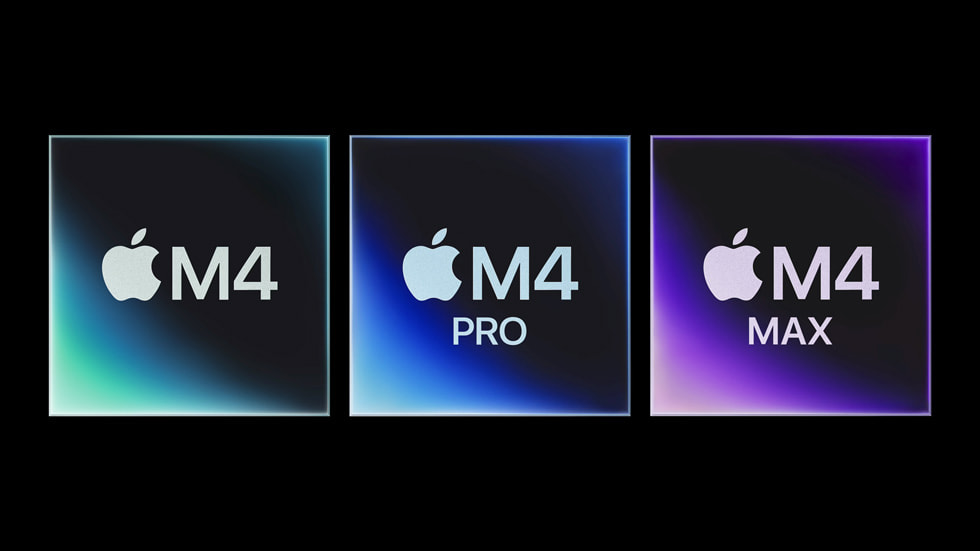 M4, M4 Pro ve M4 Max’ten oluşan M4 çip ailesini gösteren grafik.