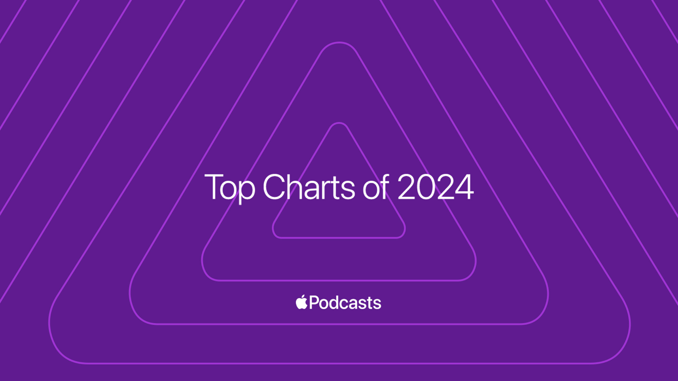Affiche des classements Apple Podcasts de 2024.