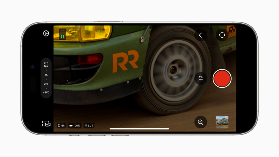 Final Cut Camera 1.1’de saniyede 120 kare 4K video gösteriliyor.