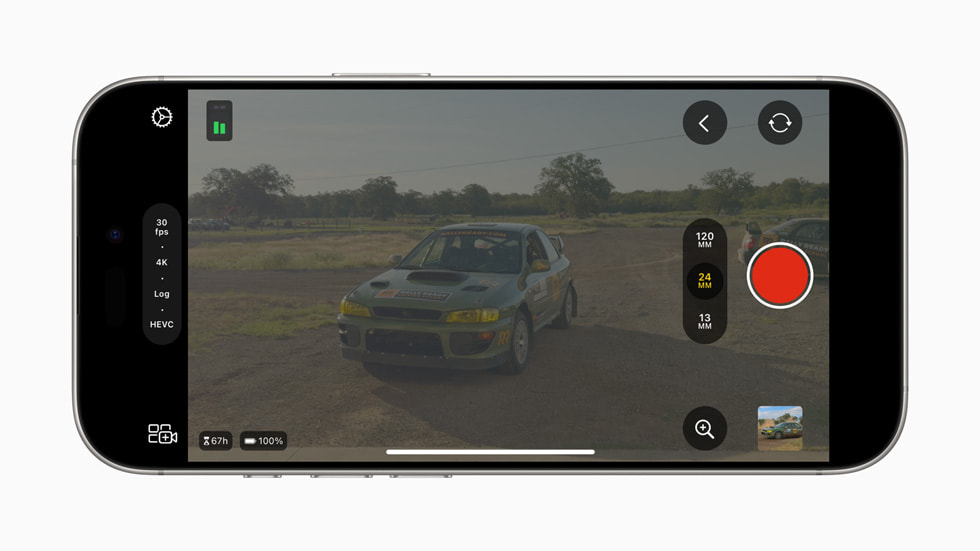 Final Cut Camera 1.1’de HEVC Log video gösteriliyor.
