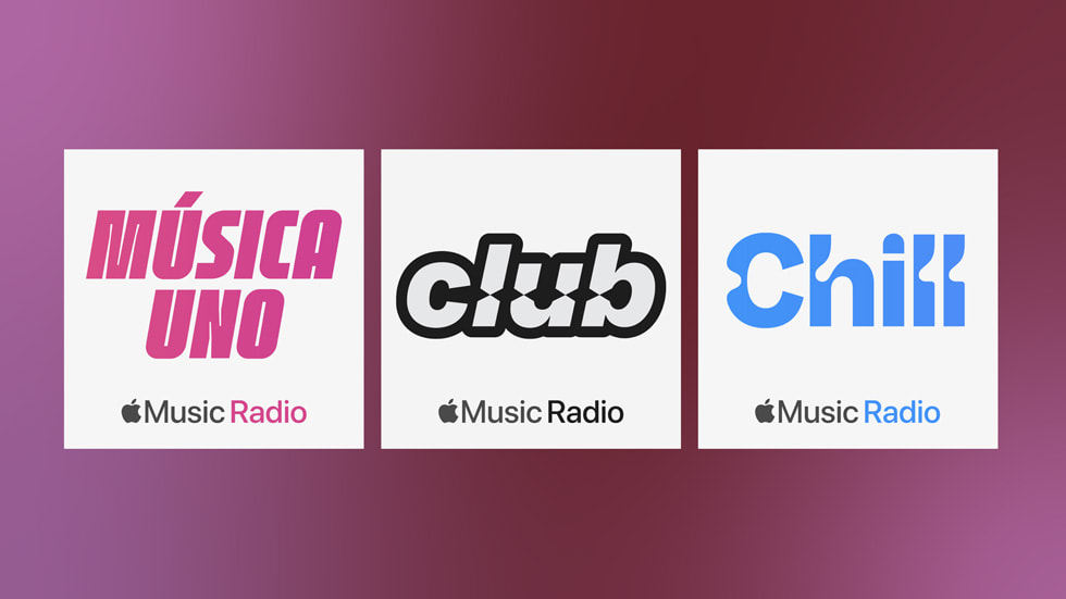 Logotyperna för Apple Musics nya radiostationer.