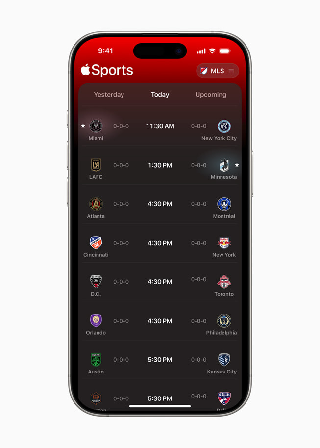 Aplikasi Apple Sports di iPhone 16 Pro.