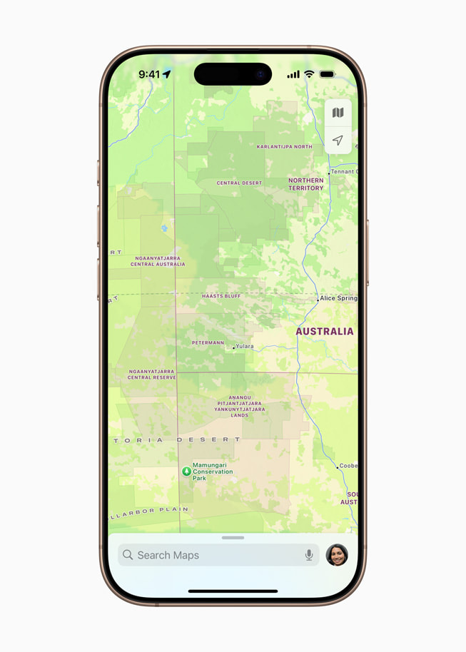 Apple Maps shows the Indigenous lands around Mamungari Conservation Park in Australia.