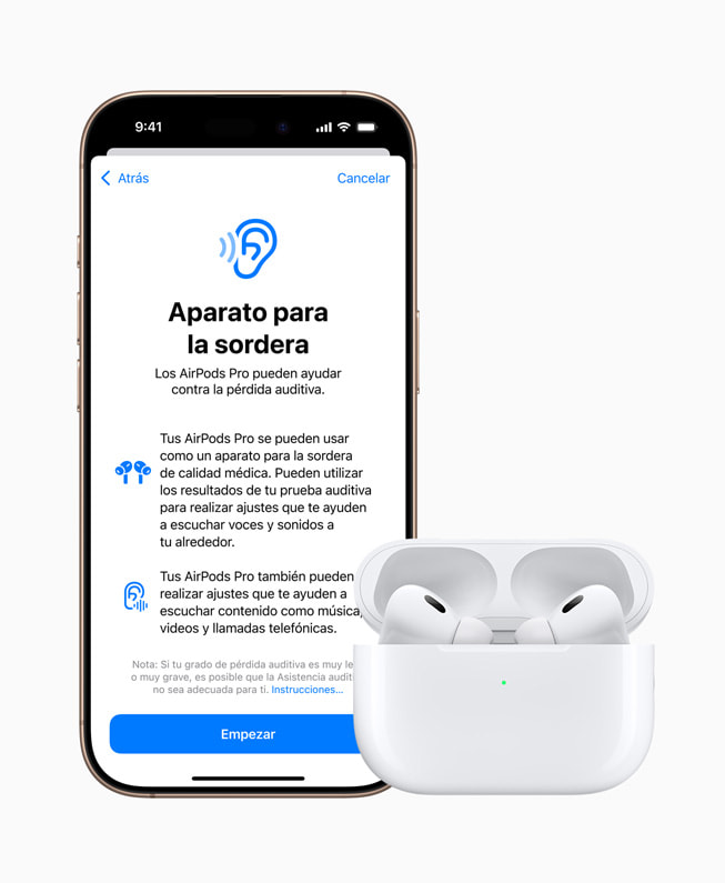 Configuración de la nueva funcionalidad Asistencia Auditiva en un iPhone 16 Pro con unos AirPods Pro 2.