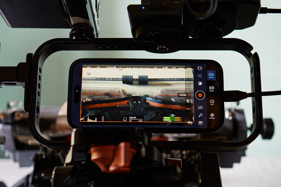 Kovarty cinematographer Swapnil S. Sonawane using iPhone 16 Pro Max on set.