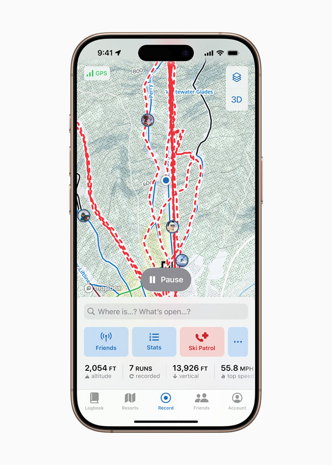 A screen from the Slopes app.