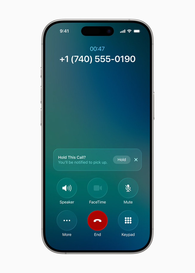 iPhone 16 Pro’da yeni Hold Assist özelliği gösteriliyor.