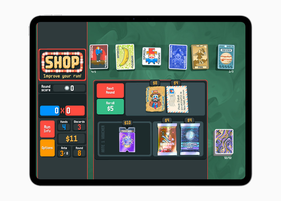 iPad’de Balatro oyunu gösteriliyor.