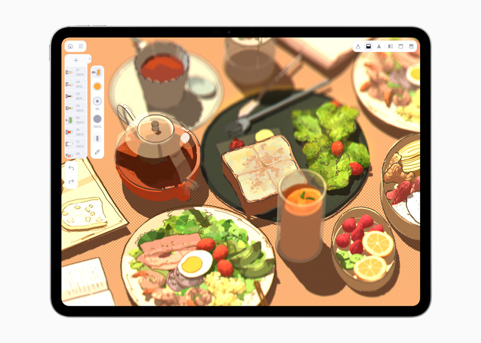iPad’de Feather uygulaması gösteriliyor.