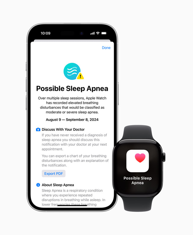 Fitur pemberitahuan apnea tidur baru ditunjukkan di dua iPhone 16 Pro dan Apple Watch Series 10.