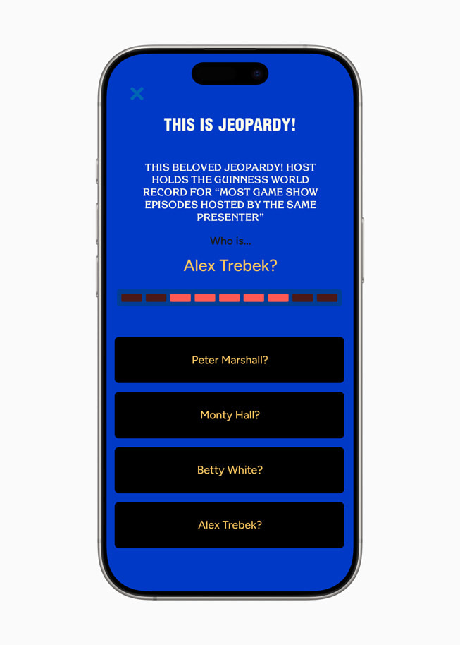 Image extraite du jeu Jeopardy! Daily sur un iPhone 16 Pro.