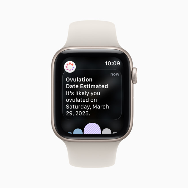 En bild av en Apple Watch SE 3 som visar en beräkning av tidigare ägglossning