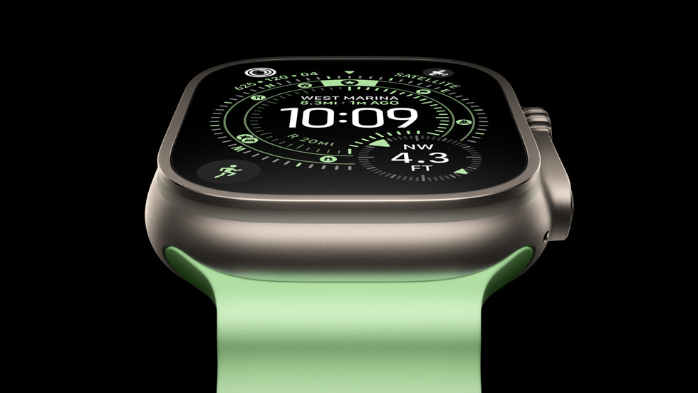 Apple Watch Ultra 3 sedd snett från sidan