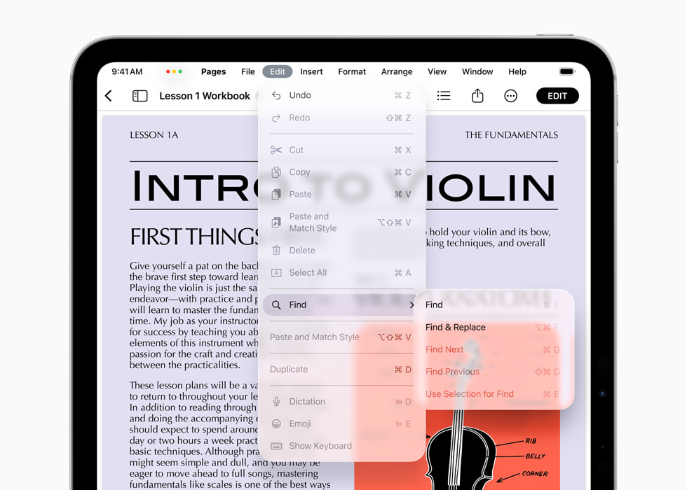 iPad Pro shows the new menu bar in iPadOS 26.