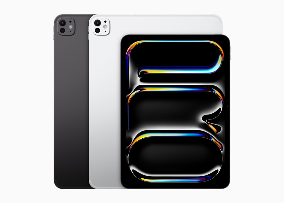 The space black silver 13-inch iPad Pro with the display shown on an 11-inch iPad Pro.