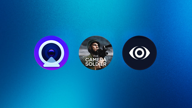 Three icons representing Camo Studio, D-Day: The Camera Soldier, and Explore POV. 
