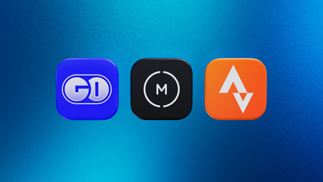 Three icons representing GO Club, Pro Camera by Moment, and Strava.