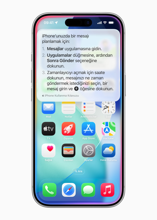 iPhone’da adım adım bir metin mesajı programlama gösteriliyor.