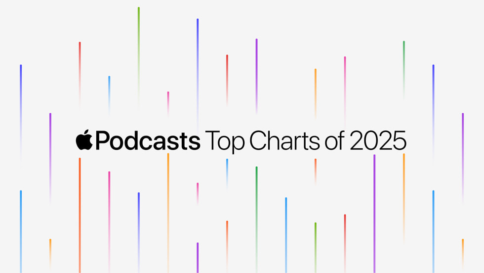 A banner image that reads “Apple Podcasts Top Charts of 2025” with colourful lines behind it.