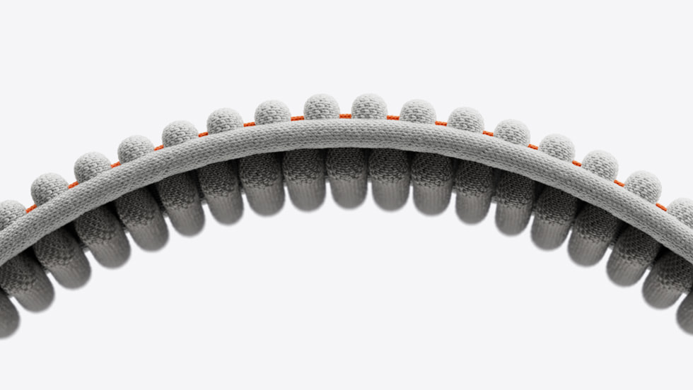 듀얼 니트 밴드의 하부 스트랩 클로즈업 이미지.