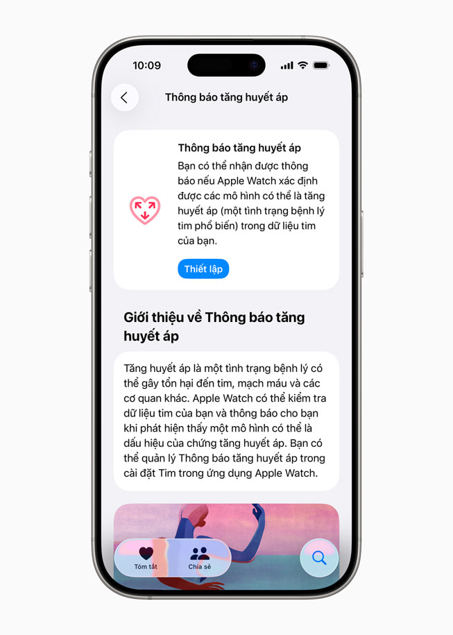 Cảnh báo tăng huyết áp hiển thị trong ứng dụng Sức Khỏe trên iPhone 17 Pro. 