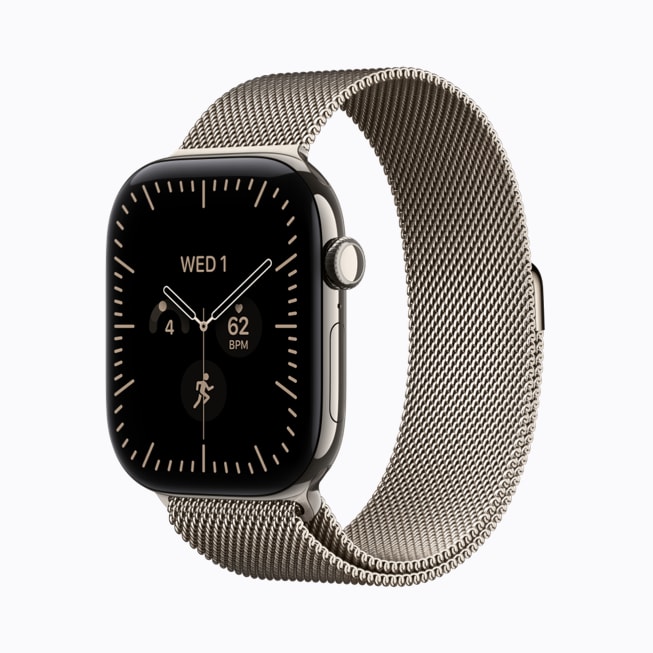 Apple Watch Series 12 in natural titanium.