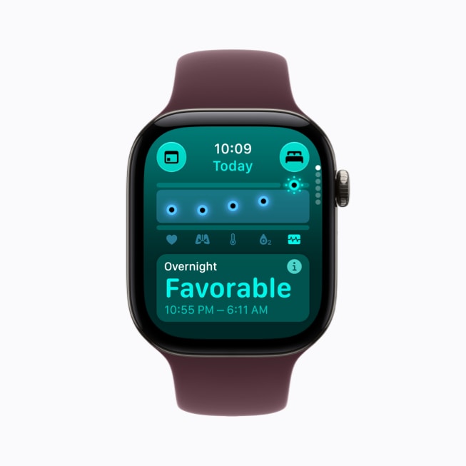 Apple Watch Series 12 shows overnight vitals.
