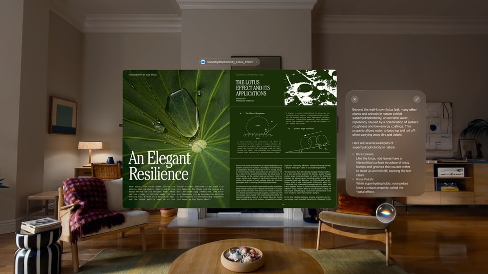 A user employs Siri within Apple Vision Pro.