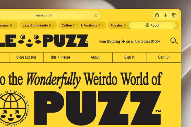A user’s Safari tabs are shown.