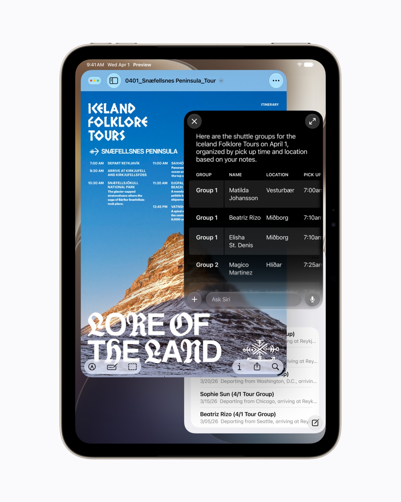iPad mini shows multiple windows open at the same time.