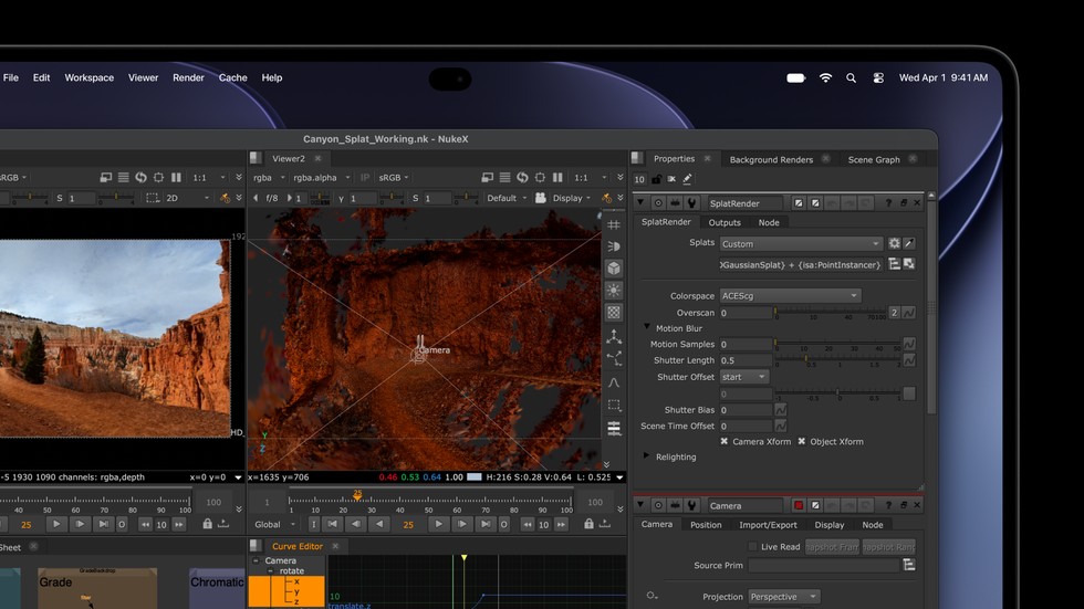 An open MacBook Pro with PROLED XDR Display shows Foundry’s Nuke.